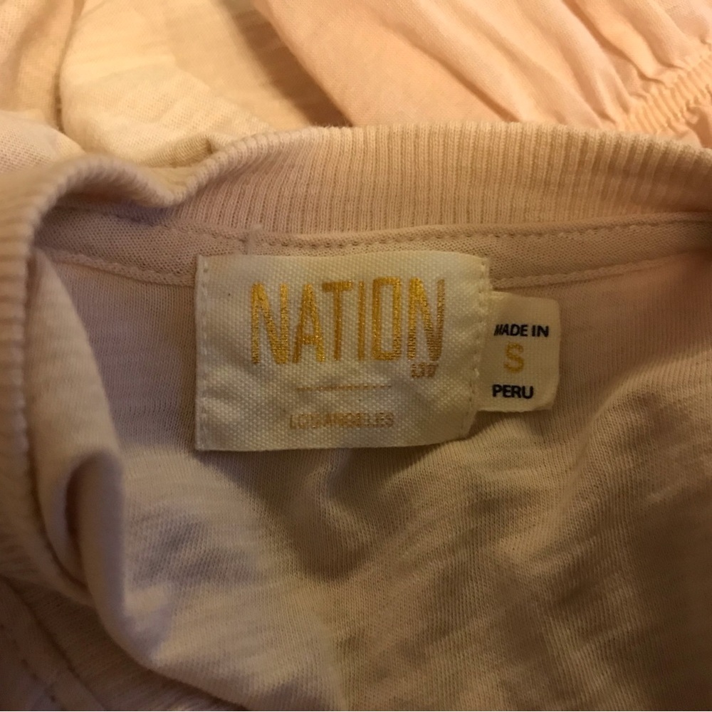 Nation LTD Big Gathered Tee. In Pink - Picture 2 of 7